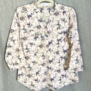 Eden & Olivia Women 100% Cotton Floral Top Sz M Grandmacore Cottagecore